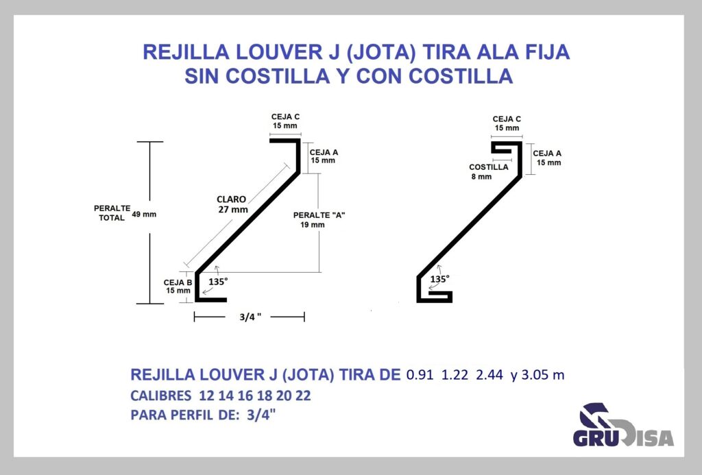REJILLA LOUVER J (TIRA) DE 34-Grudisa