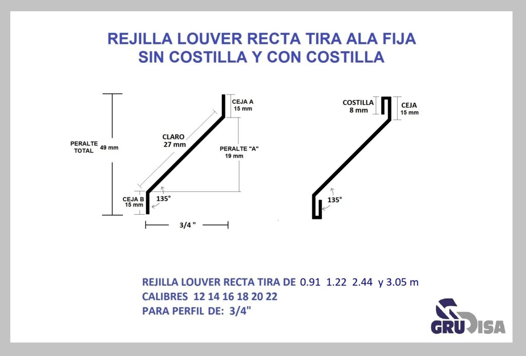 REJILLA LOUVER (TIRA) RECTA DE 34-Grudisa